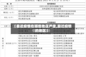 【最近疫情在哪些地区严重,最近疫情的地区】
