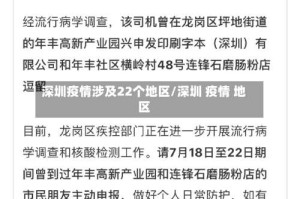 深圳疫情涉及22个地区/深圳 疫情 地区