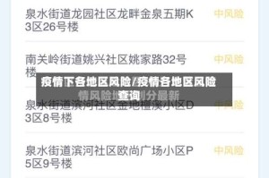 疫情下各地区风险/疫情各地区风险查询
